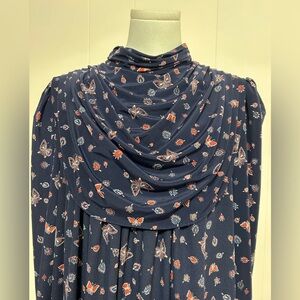 Vintage Chez California design by Tandy navy butterfly pattern dress